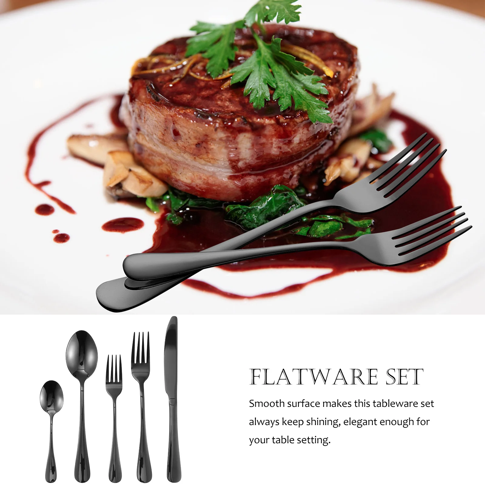 

1Set Western Flatware Set Premium Dining Cutlery Smooth Handle Kitchen Tableware Set Lightweight for Everyday Use Party Gift