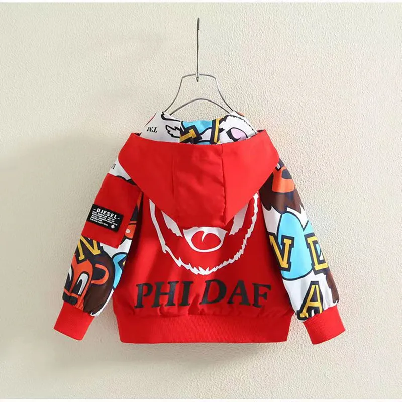 Childrens Clothing Boys Windbreaker Coat 2023 New Boys Fashion Hooded Letter Jacket Childrens Baby Jacket Spring and Autumn Kids