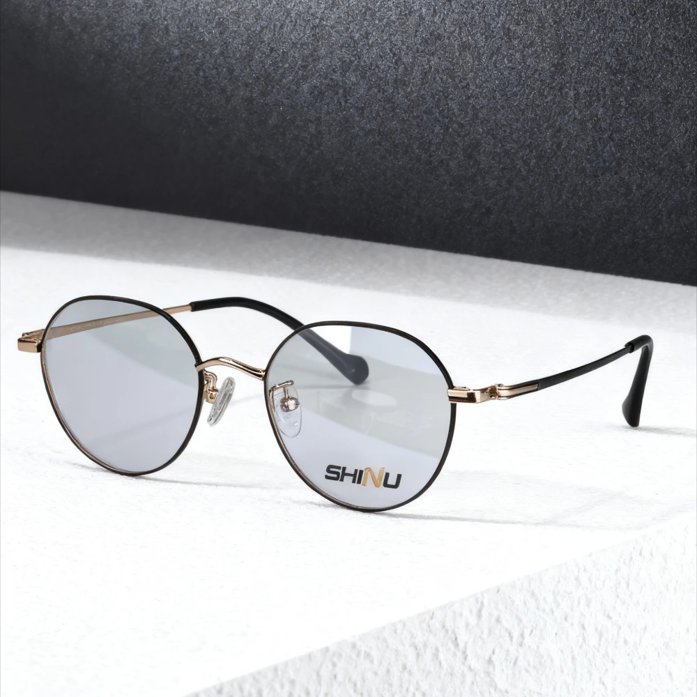 SHINU نظارات طبية للنساء عدسات حرية تقدمية عدسة بصرية مع وصفة إطار دائري من التيتانيوم #5