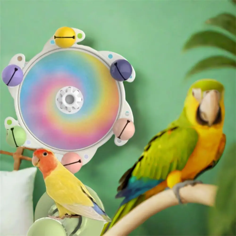 

Colorful Bird Rotating Windmill Toy Bite Resistant Sounding Rotating Balls Toy with Bells Plastic Parrot Gnawing Toys
