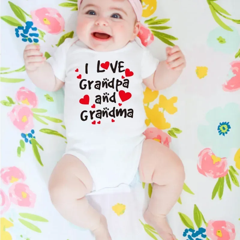 I Love Grandpa Cotton Rompers Baby Triangle romper for Summer I Love Grandma New Born Baby Romper Bodysuits & One-Pieces