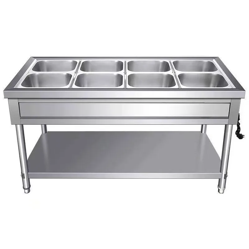 Stainless steel vertical Taiwanese fast food truck, commercial fast food insulation sales dining table type electric heating
