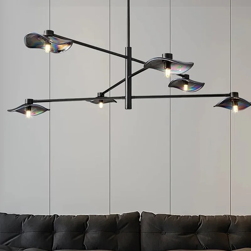 

Italian Nickel Chandelier, Glass & Hardware Lustre, Dimmable Pendant Lamp for Living Room & Dining Room, Decor for Ceilings