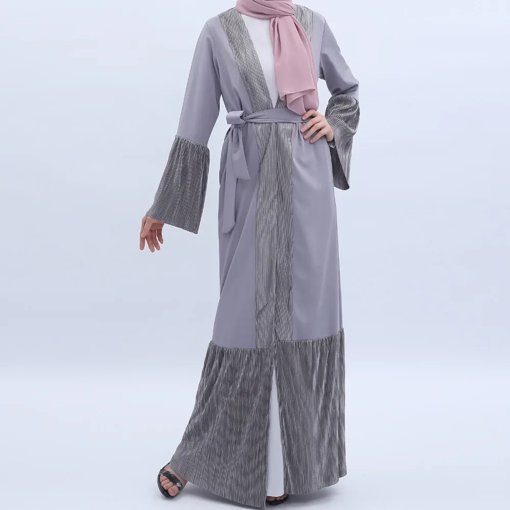 Vestido musulmán de retazos Simple para mujer, ropa Slamic de Indonesia malaya, cárdigan sólido para mujer, moda árabe de Oriente Medio, Abaya