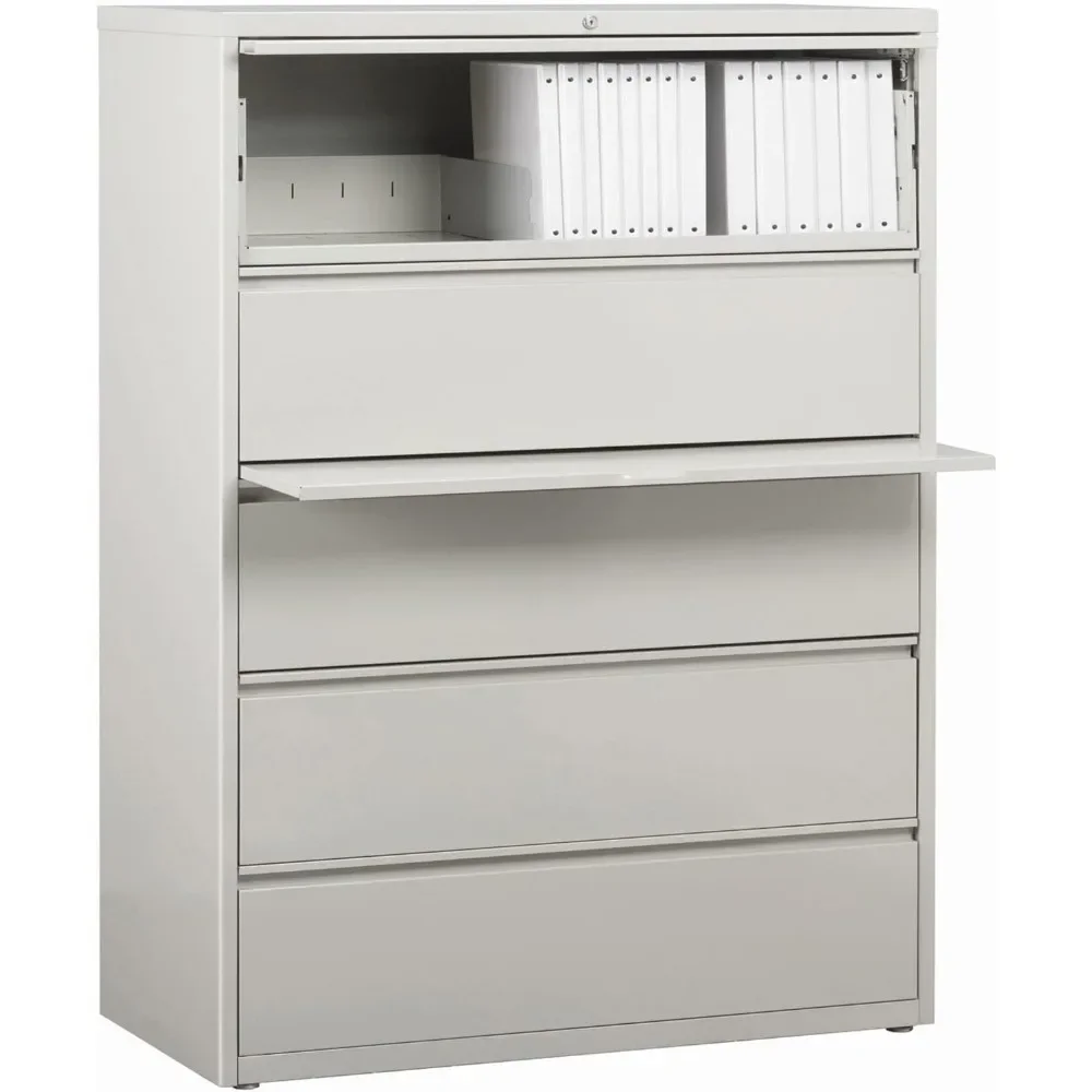 5-Drawer Lateral File, 42 by 18-5/8 by 67-11/16-Inch, Gray