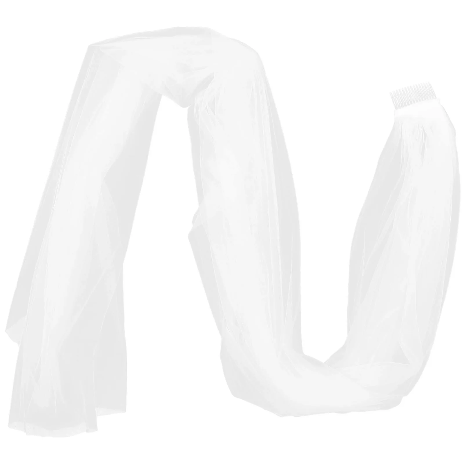 

30Cm Pure White Long Elegant Single Layer Wedding For Bride With Comb Bridal Floor Veil Accessories Bridal Veils Wedding