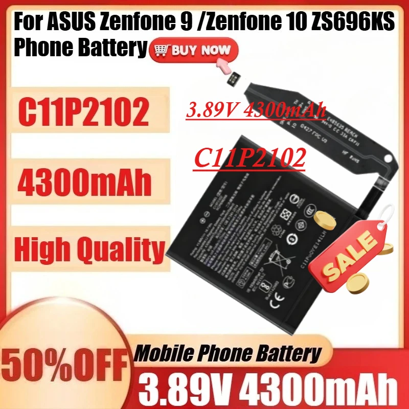 

Аккумулятор для телефона ASUS Zenfone 9/Zenfone 10 ZS696KS + инструменты, новый, 4300 мАч, 3,89 В, C11P2102, высококачественный аккумулятор