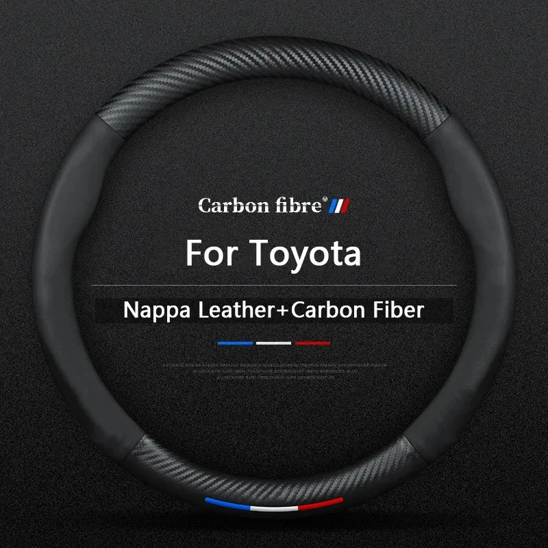 Car Carbon Fiber Leather Steering Wheel Cover For Toyota Camry RAV4 Corolla 86 Reiz Wish CHR Celica Vitz Highlander Yaris Avalon