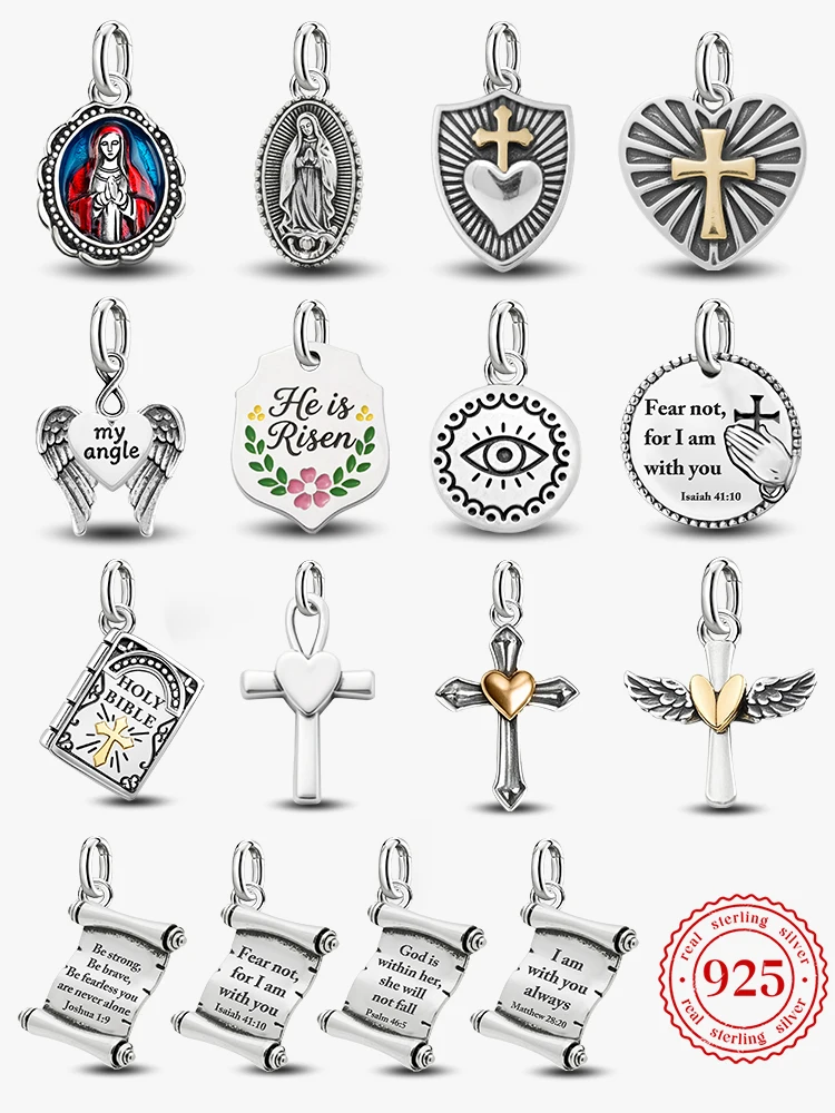 

Винтажные подвески из стерлингового серебра 925 пробы JamesAvery, подвески с крестом «Святая мама», бусины, подходят для оригинального браслета, ожерелья, ювелирные изделия «сделай сам»