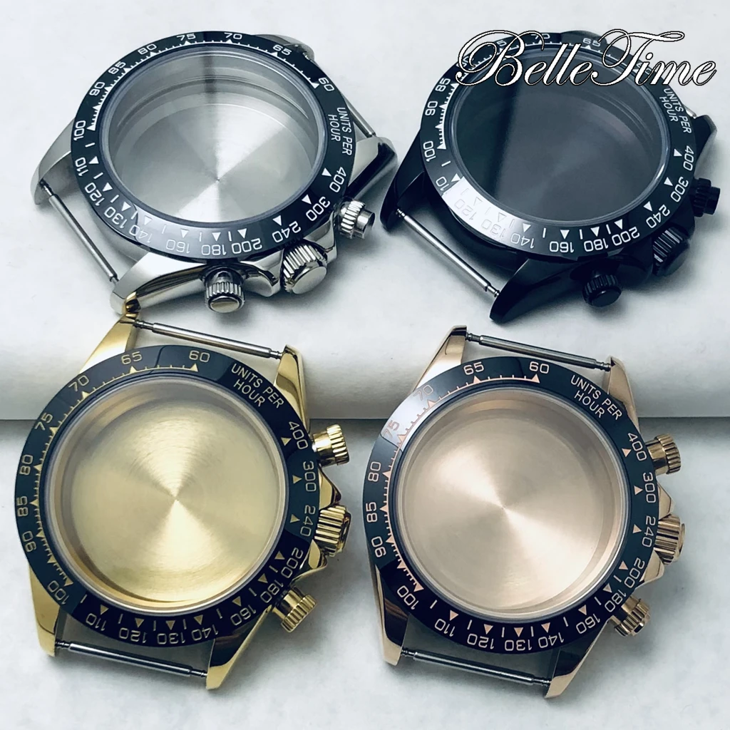 40mm VK63 Daytona Men's Sapphire Glass Watch Case Ceramic Bezel Suitable for VK63 VK63A VK64 Quartz Movement Accessories