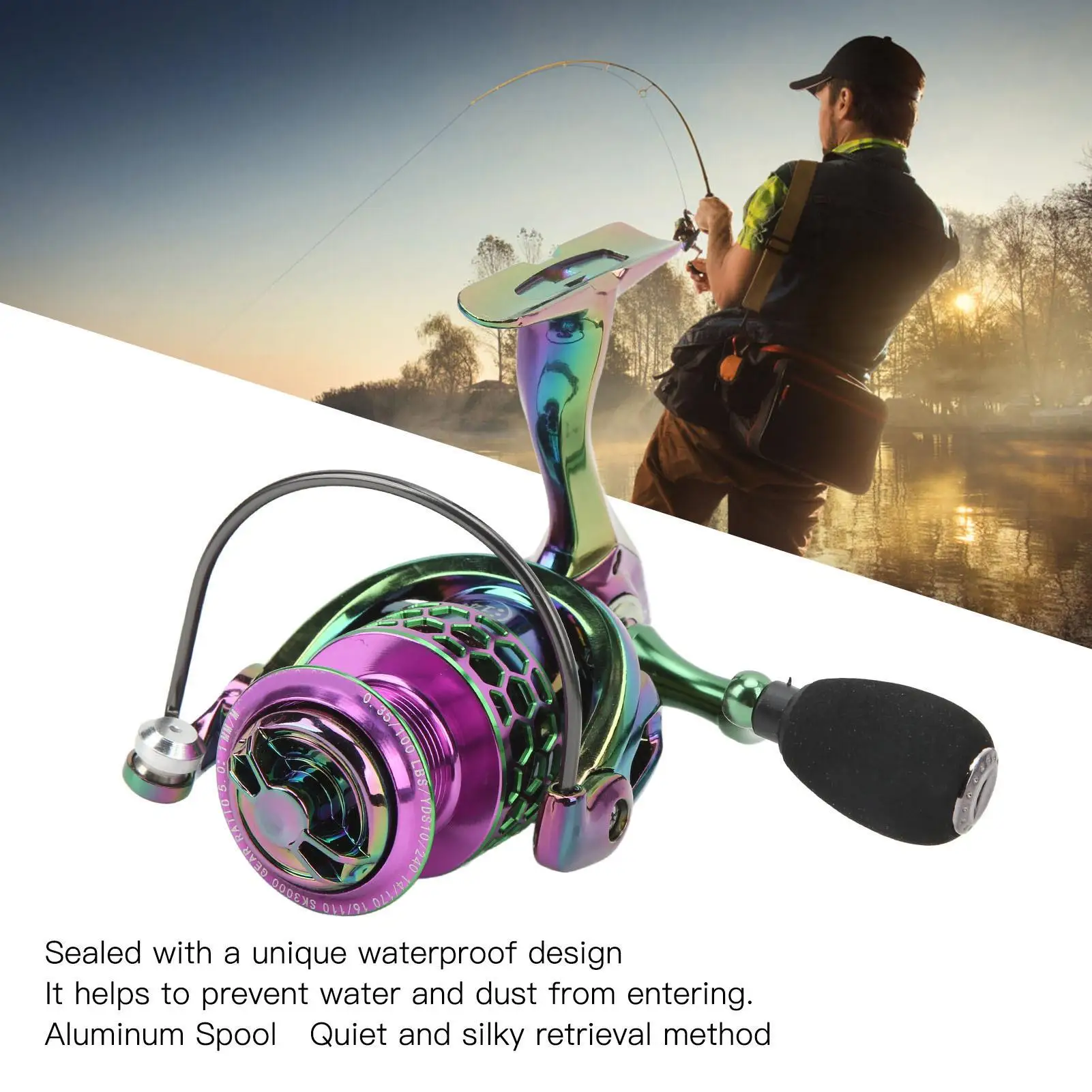 5.0:1 Metal Spinning Fishing Reel - Anti-Reverse, Instant Lock, Smooth Drag, Dustproof for freshwater Fishing