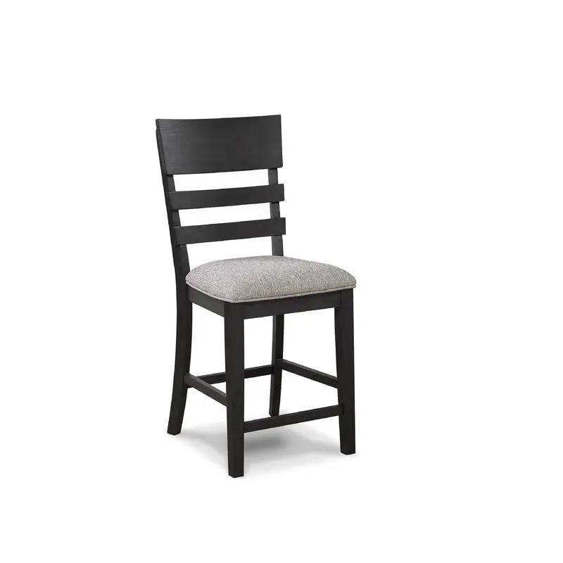 طقم طعام دائري معاصر مكون من 5 قطع مع كراسي منجدة باللون الأسود والرمادي الفحمي وطاولة من الخشب الصلب