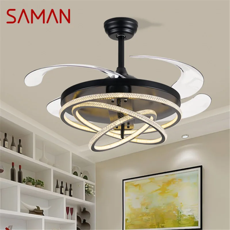 

SAMAN Ceiling Fan Light Modern Living Room Invisible Fan Light Fashionable And Simple Restaurant Bedroom