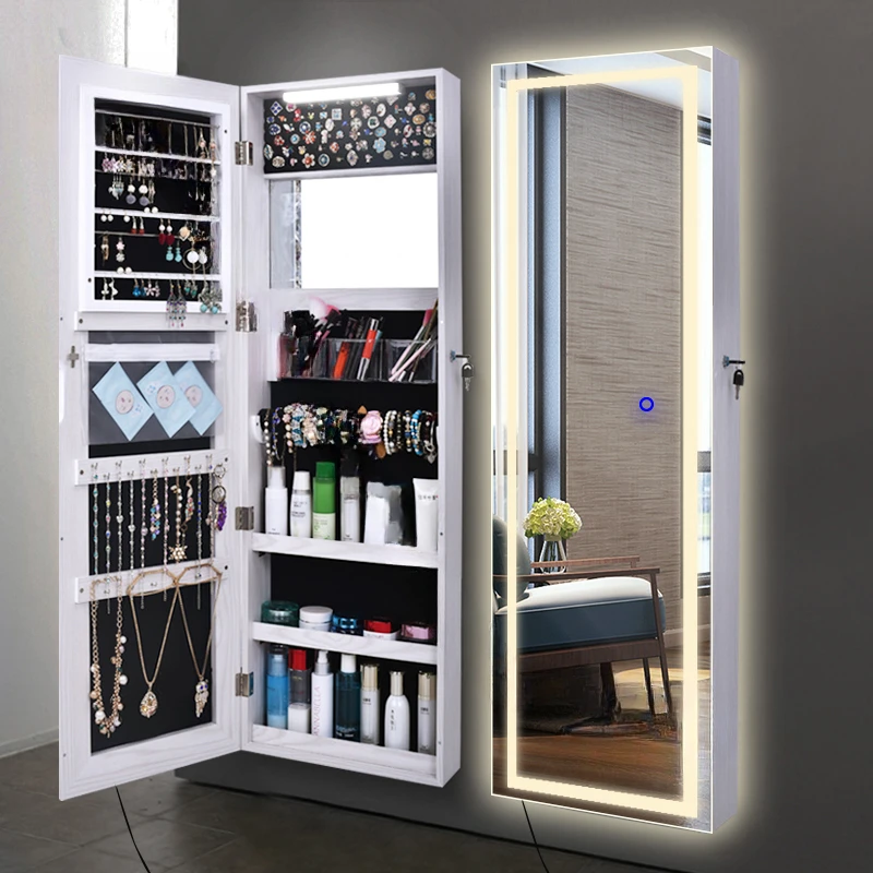 Modern Living Room Mirror Cabinet Cloakroom Household Simple Bedroom Clothing Store Full-length with Lamp