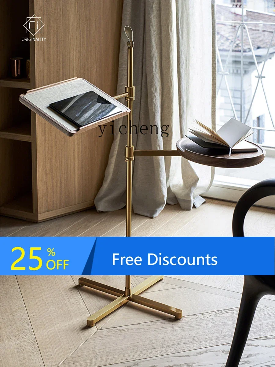 

LYY Coffee Table Mobile Storage Rack Living Room Modern Simple Stainless Steel up and down Adjustable High-End Side Table