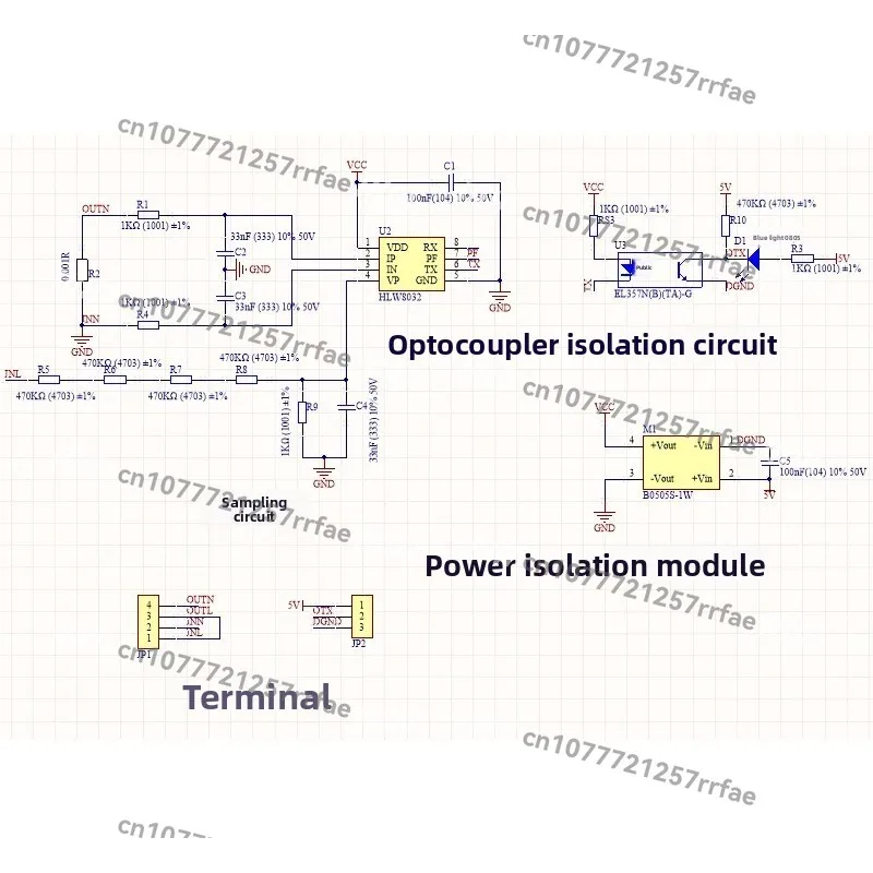 220V AC Voltage and Current Acquisition Chip Charging Pile Power Metering Module HLW8032 Serial Port