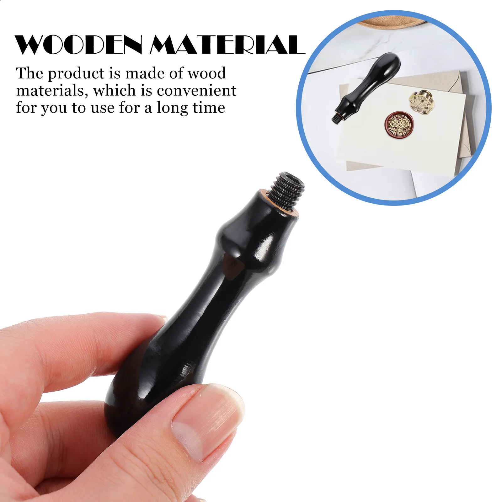 

2pcs Wooden Stamp Black Wood Replacement Handle For Wax Seal Envelope Diy Scrapbooking Stampers Style Durable Smooth