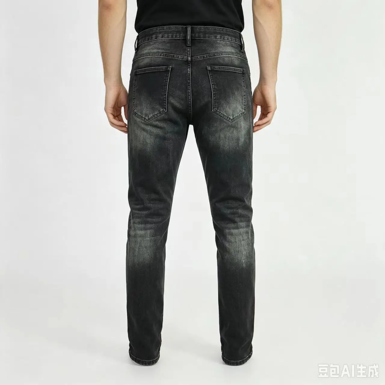 Fashionable new black men's jeans, scratch washed, distressed, stretchy slim fit jeans, high street hip-hop brand pants, Y2K