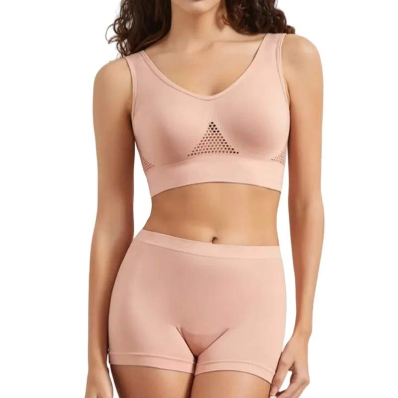 Seamless Bra Set Women Low Waist Underwear Female Tanks Bra Top Sexy Thong Panties Casual Sports Lingerie Set Girls Intimates