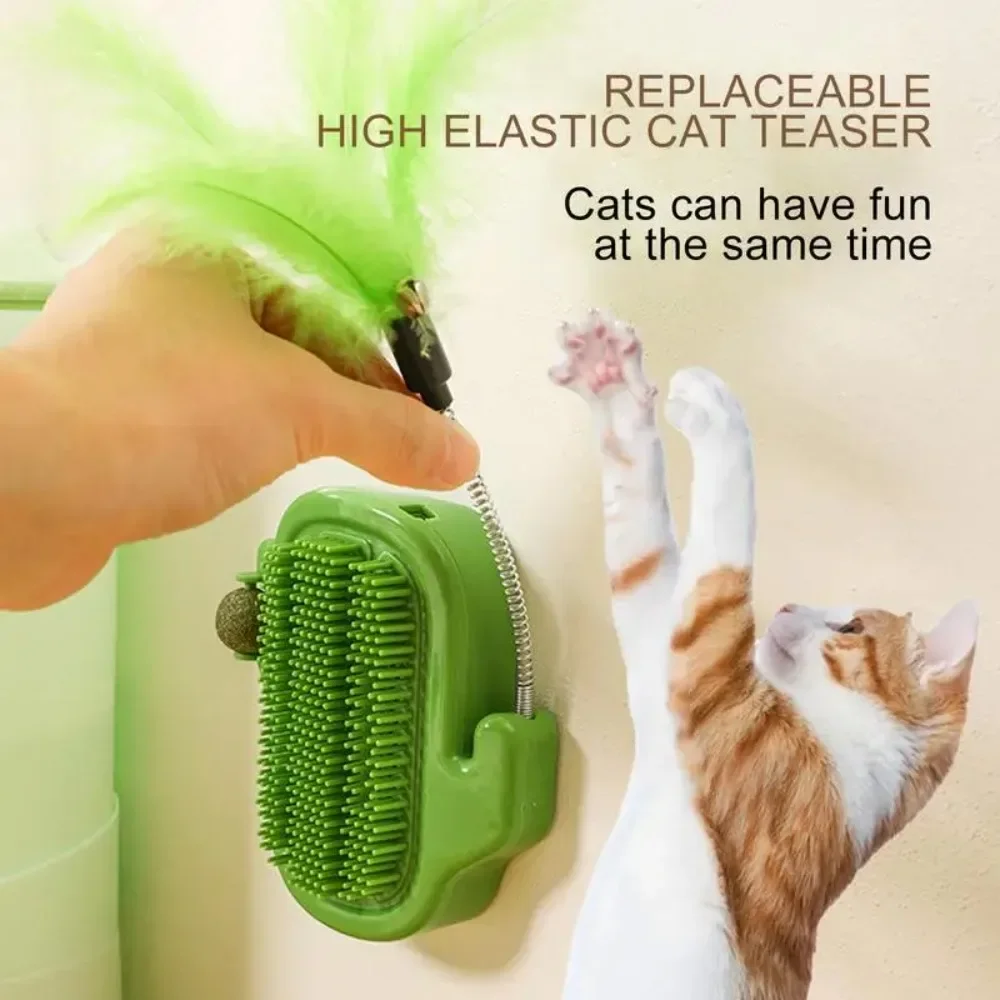 Catnip Toys for Indoor Cats, Teasing Cat Stick with Bell, Cactus Itching Device Cat Toy,Corner Grooming Brush for Cats