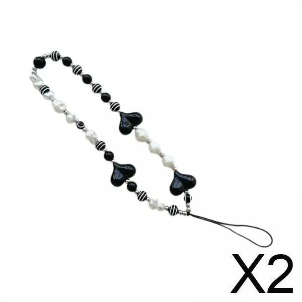 

2xАкриловый ремешок для телефона с бисером, анти-потерянный ремешок, стильный для детей, женщин, ключи от машины A