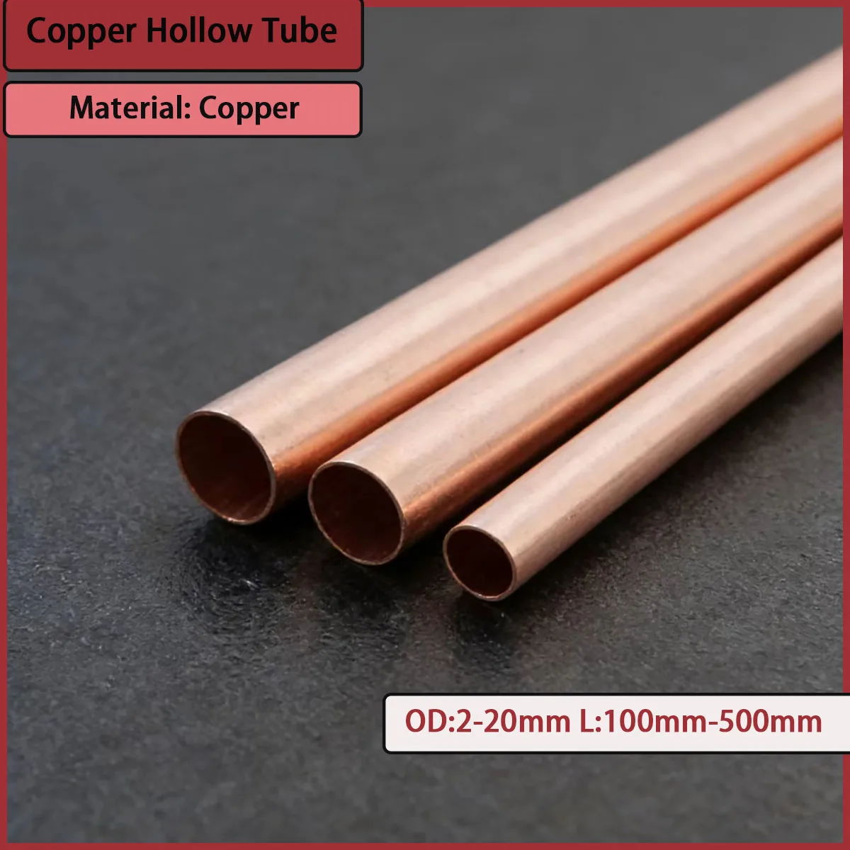 Copper hollow tube OD: 2-20mm for water supply and drainage, air conditioning refrigeration, etc