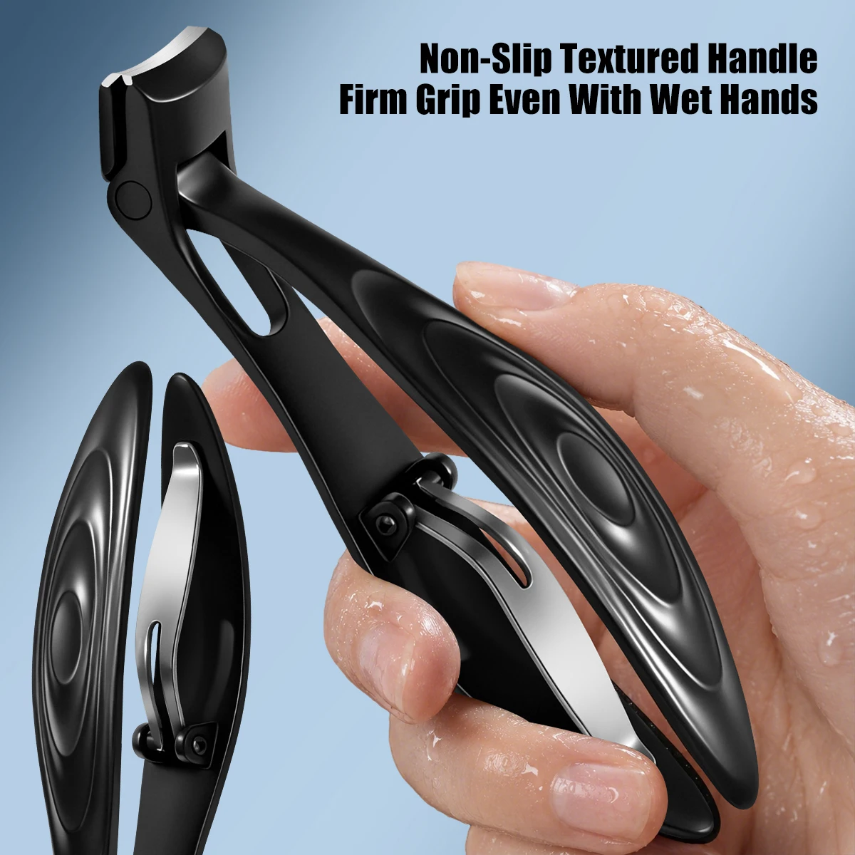 Stainless steel nail clipper, wide jaw thick nails, comfort grip, sharp durable, adults seniors, rustproof home pedicure