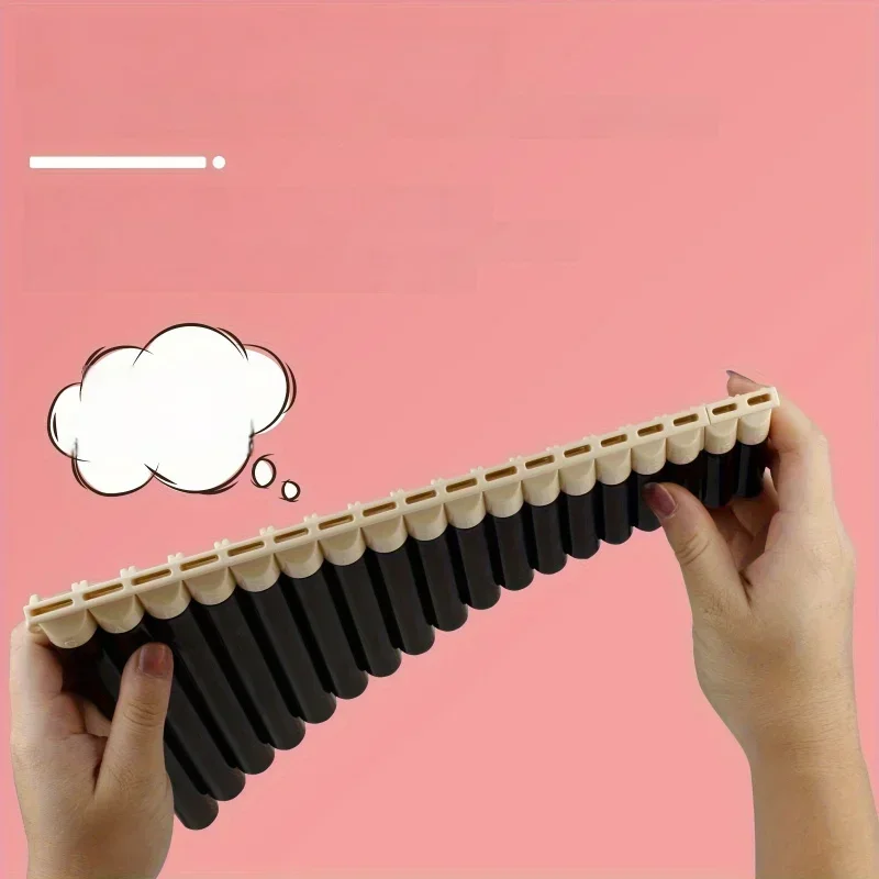 Paquete único 18 panpipe negro, material ABS, estilo clásico, viene con estuche de transporte, fácil de jugar,