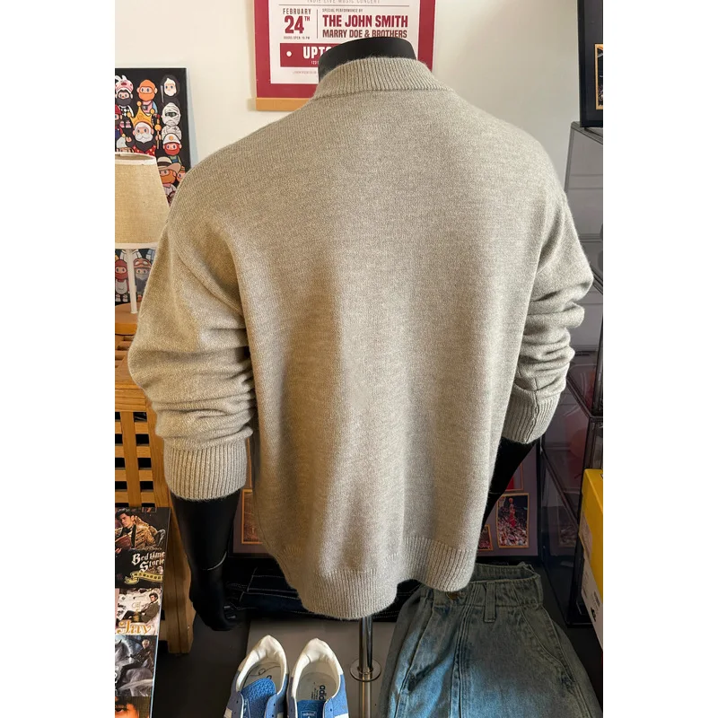 

Новый осенне-зимний модный повседневный свитер с длинными рукавами, мужские вязаные пуловеры с круглым вырезом, молодежный жизненный вязаный свитер, теплый трикотаж