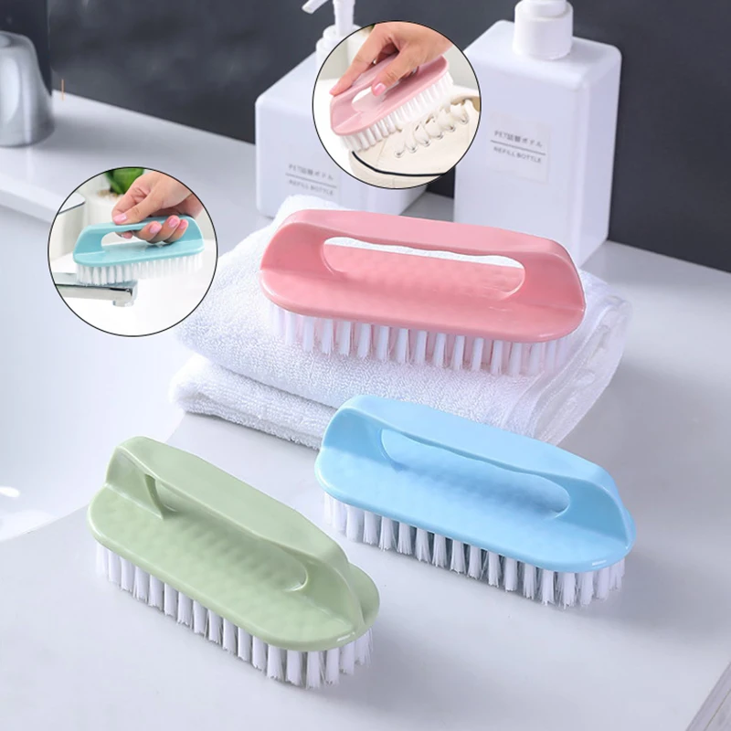 Scrubbing Brush Hard Bristled Laundry Clothes Shoes Scrubbing Brush Portable Plastic Hand Cleaning Brush Kitchen Bathroom