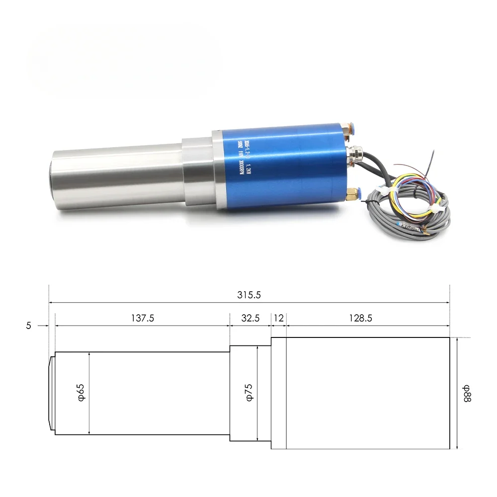 G-Penny 1.2kw ISO20 ATC Spindle Motor Water Cooled Spindle D=65mm Automatic Tool Change 130v 0-30000rpm 0.005mm Accuracy