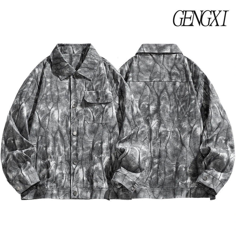 سترة رجالية فضفاضة بنمط متصدع ملابس عمل فضفاضة سترة أمريكية ريترو واحدة الصدر سترة طية صدر السترة سترة رجالية عصرية غير رسمية