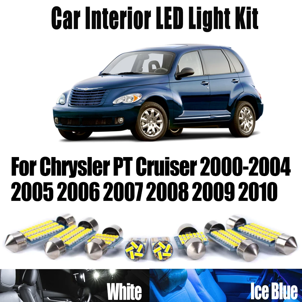 

11Pcs Canbus LED Interior Dome Map Trunk Reading Bulb Light Kit For Chrysler PT Cruiser 2000-2007 2008 2009 2010 Car Accessories