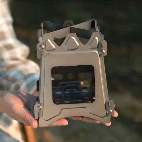 Titanium Outdoor Foldable Wood Stove Hiking Picnic Ultralight Portable Fire Burner Stove Multi-purpose Camping gear