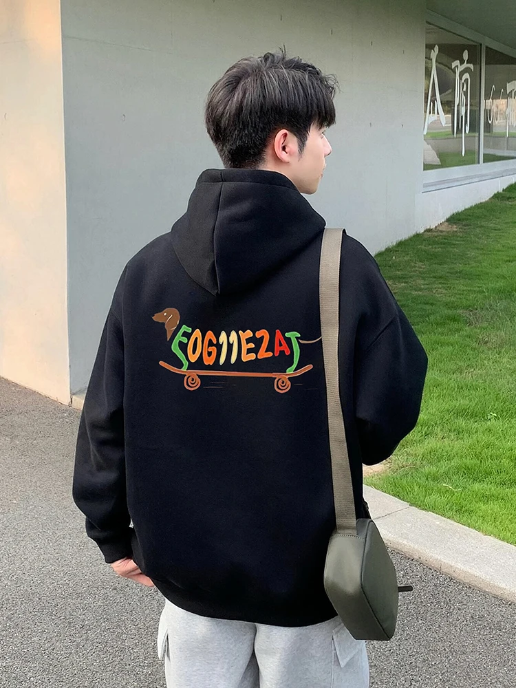 

Tra Hoodie Sweatirt ex Autumn Winter Fce Lined Printed Loose Fit Casual Streetwear for Men And Women