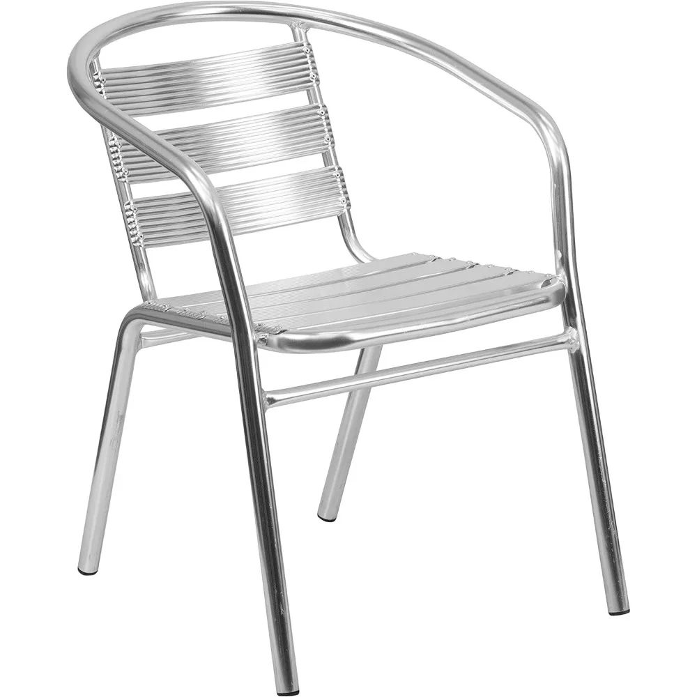 

Heavy Duty Commercial Aluminum Indoor-Outdoor Restaurant Stack Chair with Triple Slat Back