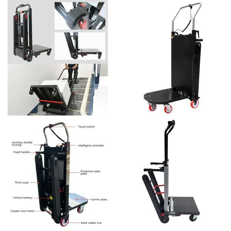 Carretilla Eléctrica Portátil de Aleación de Aluminio para Subir Escaleras, Capacidad de 600 kg, 48V, para Muebles