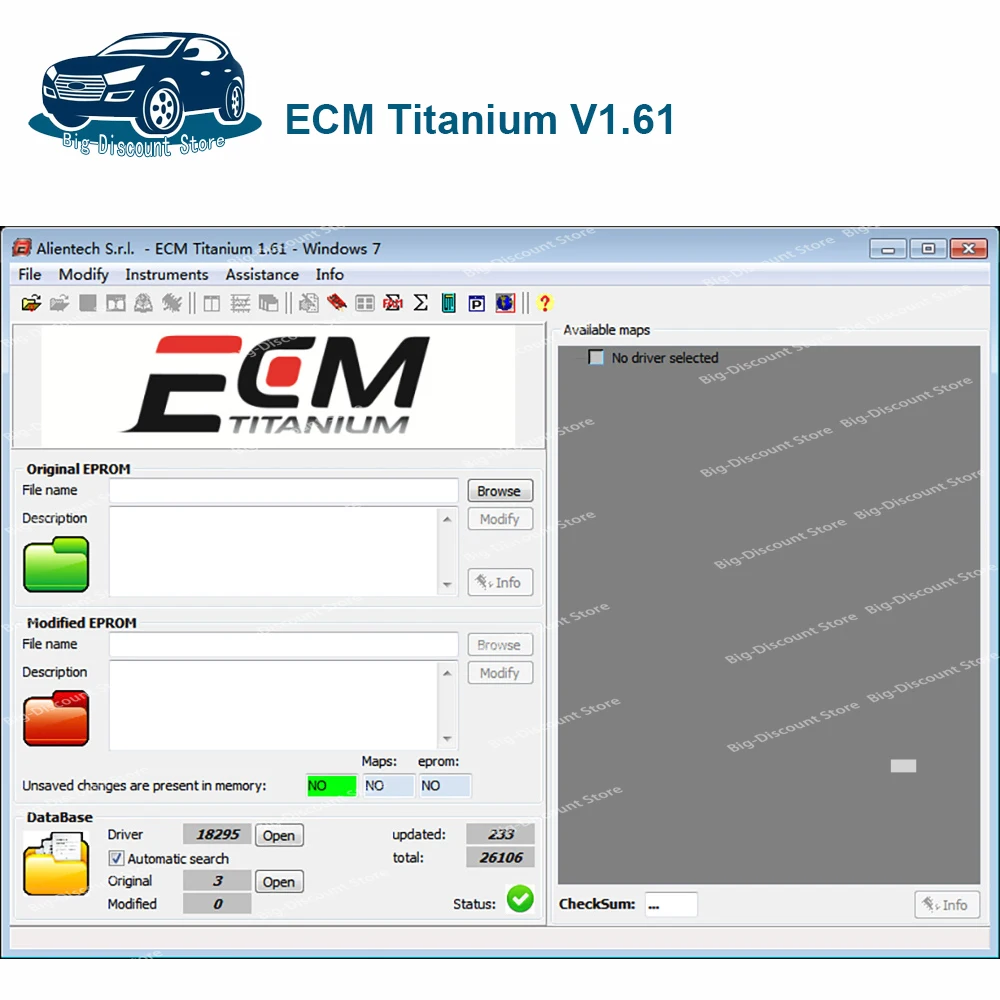 ECM Titanium 1.61 With 18259+ Driver Hexadecimal View Checksum ECM V1.61 With 26000+ Drivers  for ecu tool Car repair software