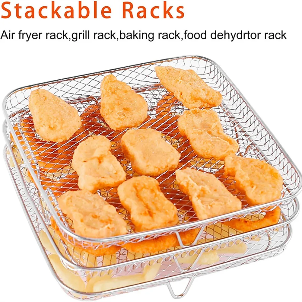 8-дюймовая 3-слойная стойка для фритюрницы для мгновенной вихревой фритюрницы Philips COSORI, квадратная стойка для гриля из нержавеющей стали