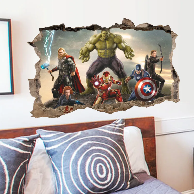 Marvel Avengers 3D Wall Stickers For Kids Rooms Living Room Bedroom Wall Decoration Boys Gifts uperheroes Movie Poster view 3