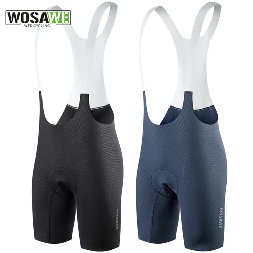 WOSAWE, pantalones cortos con pechera para ciclismo para hombre, mallas transpirables para bicicleta de montaña y carretera, pantalones cortos de carrera de verano, interfaz elástica