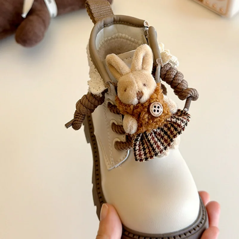 أحذية قصيرة على الموضة للفتيات 2024 أحذية قطنية جديدة لخريف وشتاء كارتونية مخملية دافئة بسحاب جانبي للأميرة #5