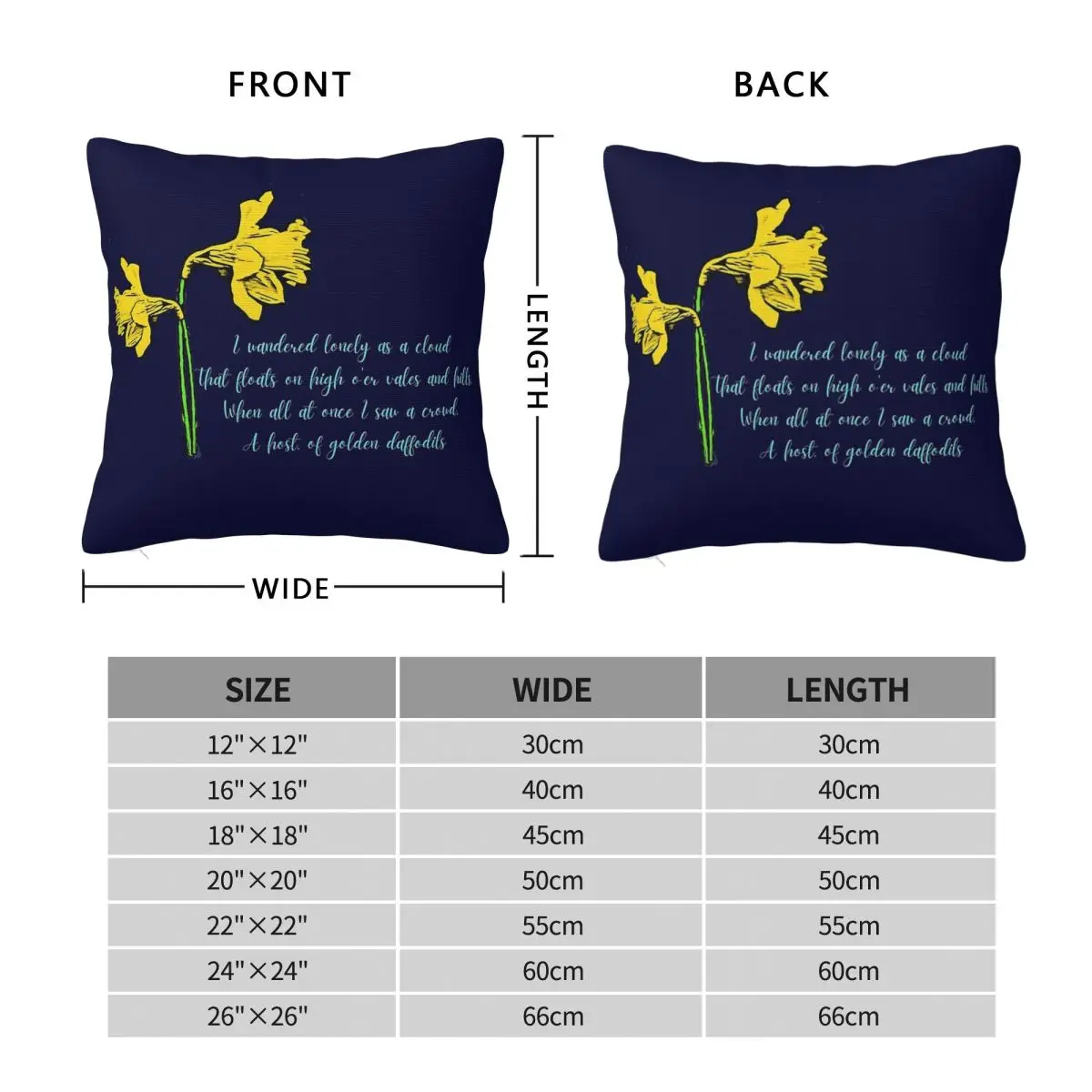 William Wordsworth Daffodils Square Pillowcase Polyester Linen Velvet Creative Zip Decor Pillow Case Home Cushion Cover