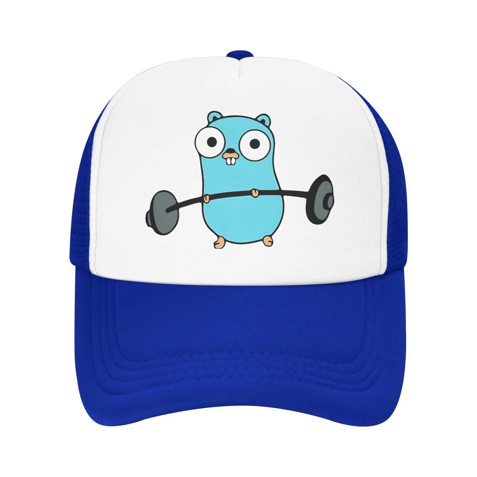 Golang Gopher  Go Workout  Trucker Hat For Man Woman Summer Outdoor Mesh Side Sun Hats Caps Adjustable Fit For Casual Headwear