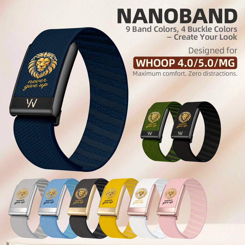 For Whoop 4.0 5.0 MG Straps Lion Never Give Up Print Logo Wristband Band Nylon Elastic Straps Metal Frame Replacement Sports