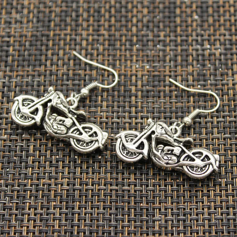 New Fashion Handmade Motorcycle Scooter Autocycle Motorcross Pendants Silver Color Earrings For Womens Style