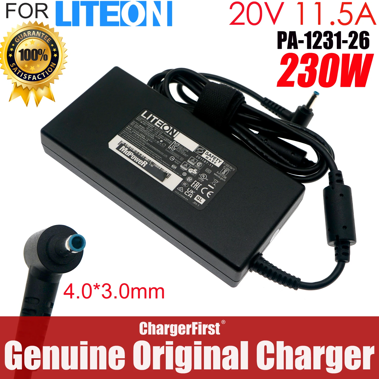 Genuine LITEON PA-1231-26 20V 11.5A 230W 4.5x3.0mm 4.5mm Plug AC Adapter Laptop Power Supply Charger