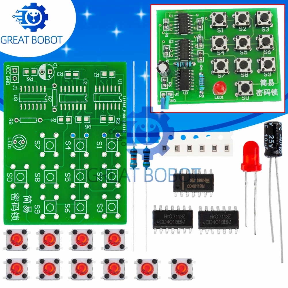 BS Brand Multi-Purpose Electronic Password Lock DIY Kit, Digital Lock Module for Hobbyists, Students and Electronic Lab Use