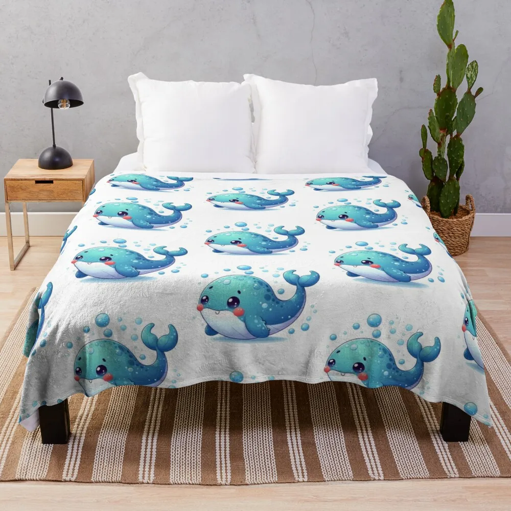 

Adorable Aquatic Delights: Watercolor Wonders of Baby Ocean & Sea Life Throw Blanket sofa bed anime manga Blankets