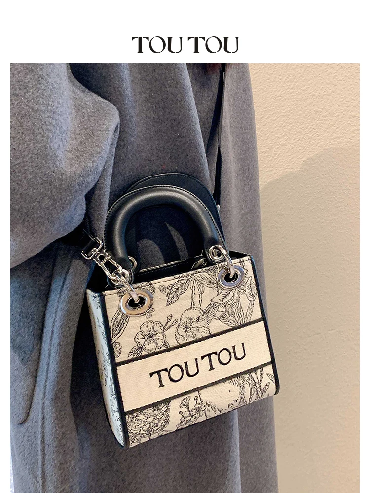 TOUTOU Handbag Shoulder for Women Temperament Jacquard Handheld Princess Bag Fashion Commuter One Shoulder Crossbody Bag